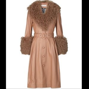 NEVER WORN Saks Potts Foxy Shearling Leather Coat